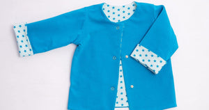 Easy Baby and Kids Jersey Jacket Sewing Pattern pdf for Boy + Girl with snaps + sleeve cuffs, Lined and Reversible FLAVIO by Patternforkids - Patternforkids