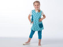 Load image into Gallery viewer, Lined baby tunic wrap dress pattern for girls. Easy sewing reversible dress with or without sleeves. Paper pattern MARIE by Patternforkids - Patternforkids