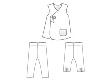 Laden Sie das Bild in den Galerie-Viewer, MARIE + BIBI Baby girls dress + leggings bundle sewing pattern ebook pdf - Patternforkids