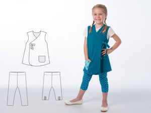 MARIE + BIBI Baby girls dress + leggings bundle sewing pattern ebook pdf - Patternforkids