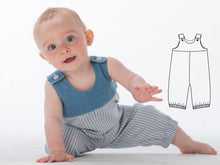 Load image into Gallery viewer, Baby overall sewing pattern ebook  pdf with straps BOBBY - Patternforkids