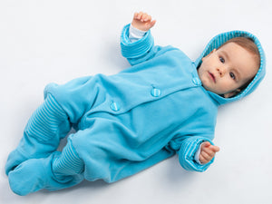 Lined baby overall pattern with hood, romper jumpsuit with feet and arm wrap. Hooded romper onesie sewing pattern DORIAN by Patternforkids - Patternforkids