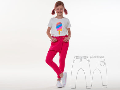 Harem pants pattern for baby and children, casual sweatpants for boys + girls DADO from Patternforkids