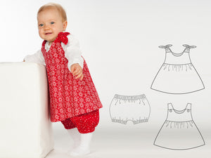 LIPSIA + ELISA Baby girls twin set dress sewing pattern  Paper pattern - Patternforkids