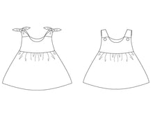Load image into Gallery viewer, Lined baby tunic dress for girls pattern. Pinafore dress sizes 1M to 3Y. Easy paper sewing pattern for baby LIPSIA by Patternforkids - Patternforkids