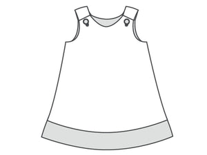 Girls pinafore dress pattern with hem and buttons STEFFI by Patternforkids. Easy girls tunic dress paper sewing pattern for baby and kids - Patternforkids
