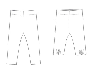 Leggings pattern for baby girls + boys, easy stretch pants pattern pdf for beginner. 2 Variants Ebook 9M to 6Y BIBI by Patternforkids - Patternforkids
