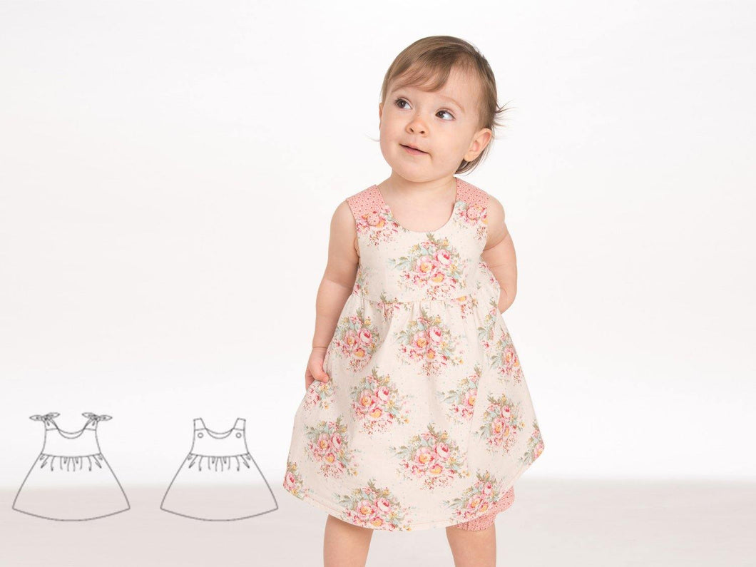 Baby Pinafore dress for girls sewing pattern pdf CLARA - Patternforkids