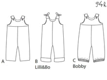 Load image into Gallery viewer, BOBBY + LILLI&amp;BO Baby dungaree sewing pattern ebook pdf - Patternforkids