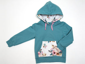Papier Schnittmuster Sweatshirt Hoodie für Mädchen + Junge mit Känguru-Tasche und Kapuze FLY von Patternforkids