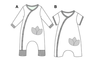 Baby Strampler mit durchgehender Knopfleiste und Bündchen, Schnittmuster ebook LISA von Patternforkids