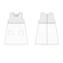 Laden Sie das Bild in den Galerie-Viewer, Mädchen Kleid in A-Linien mit verdecktem Reißverschluss Tasche und Zierband GEMMA, Gr.92-158 Schnittmuster pdf von Patternforkids
