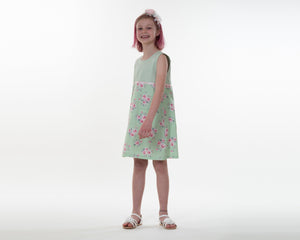 Mädchen Kleid in A-Linien mit verdecktem Reißverschluss Tasche und Zierband GEMMA, Gr.92-158 Schnittmuster pdf von Patternforkids